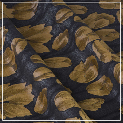 Black and Gold Floral Curtain and Sofa Fabric